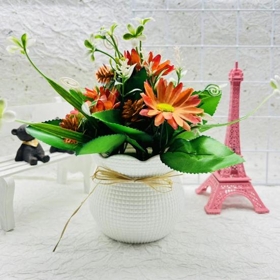 Artificial Potted Plants 5 Flower Head Home Office Table Centerpiece Wedding Faux