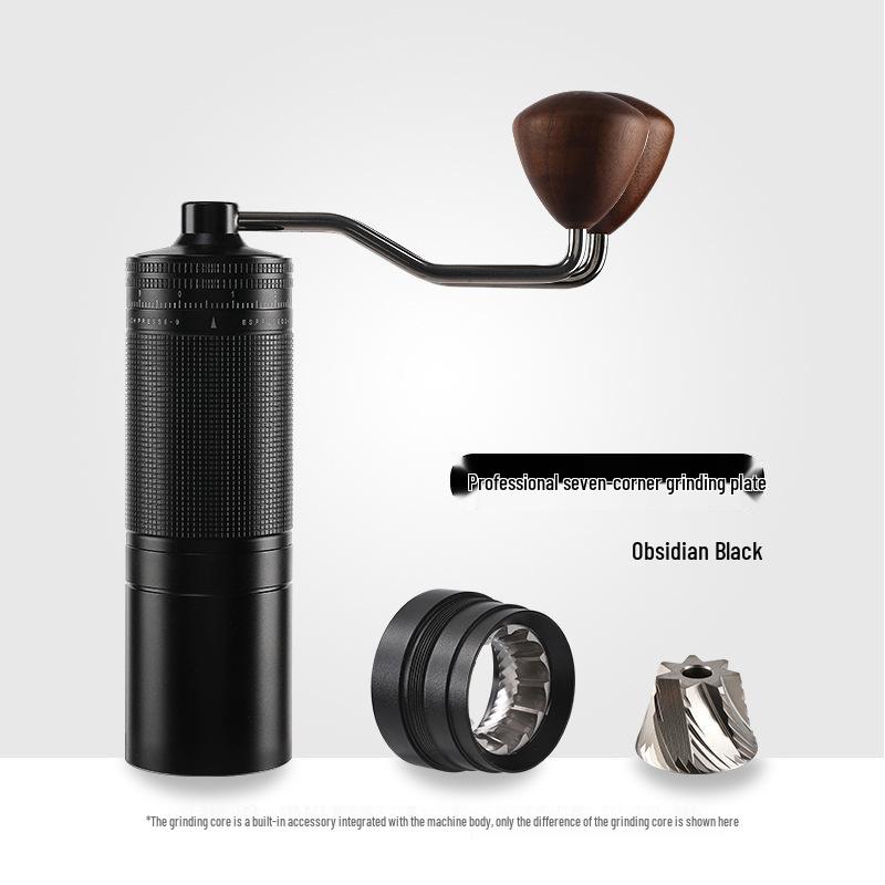 Stainless Steel Manual Coffee Grinder with External Adjustment and Seven-Star Ghost Teeth for Pour-Over Brewing