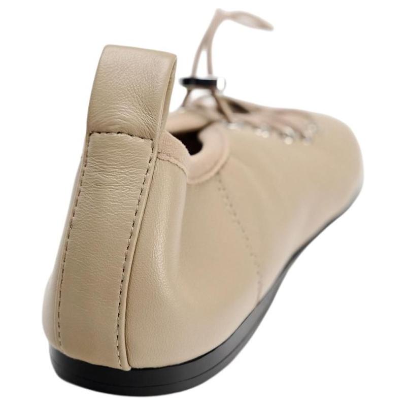 Zara Lambskin Lightweight Round-Toe Casual Flats Women flats Light-Beige 11525410002