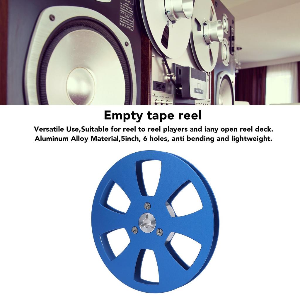 Studer Empty Tape Open Reel Audio Aluminum Alloy Empty Reel with Hub for TEAC 1/4" 5-inch Reel, 6-Hole Take-Up Reel, Take-Up Two-Reel (Blue)
