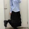 CDG KZYU Japanese-Style High Waist Pleated Patchwork Midi Skirt for Women - Spring/Summer Collection
