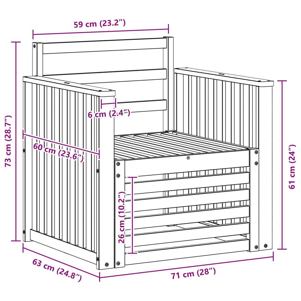 Outdoor Sofa Set Solid Acacia Wood White