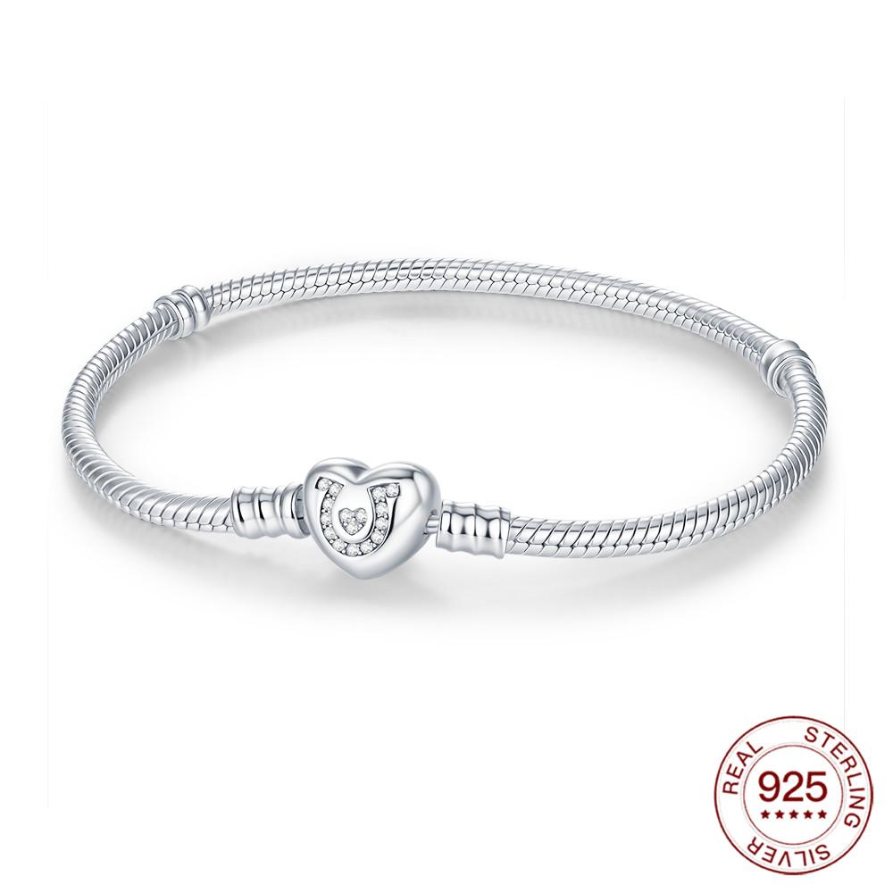 925 Silver Rubber Bracelet Love Butterfly Clover Charm Beads Jewelry For Women Original Love Gifts