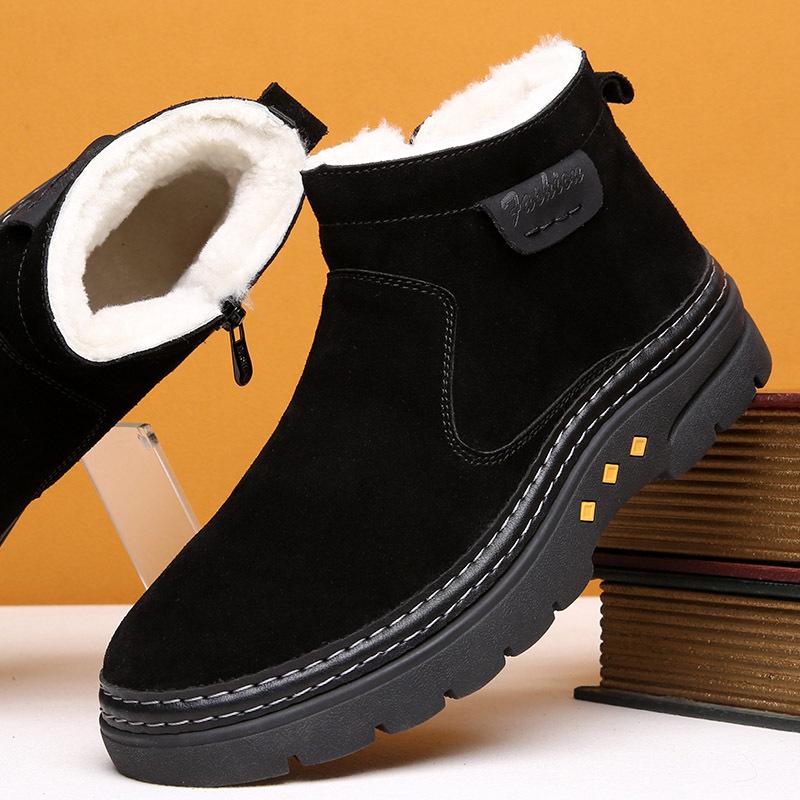 

Модные зимние повседневные кроссовки мужские ботинки замшевые теплые зимние ботинки рабочая повседневная обувь высокие нескользящие ботильоны большой размер 48 кроссовки Botas 48 чёрный