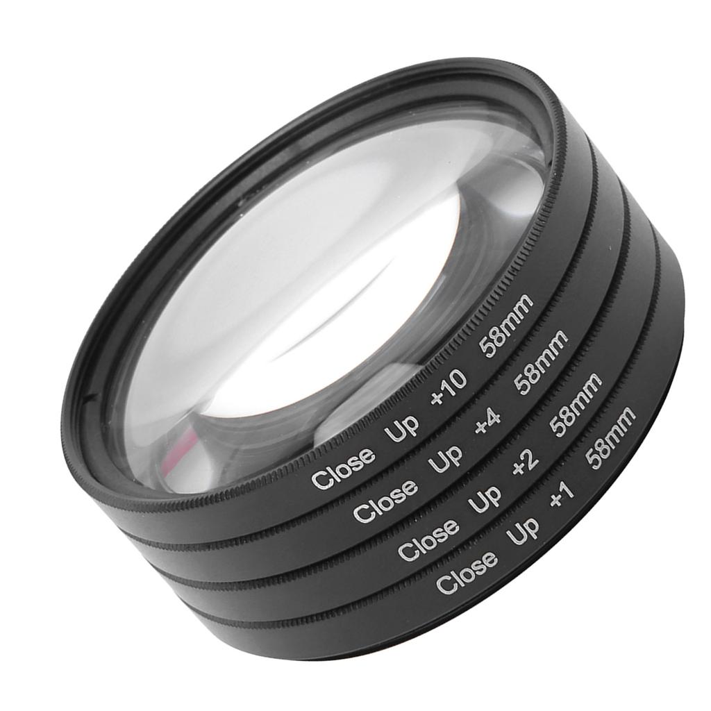 Optical Glass Macro Close Up +1 +2 +4 +10 Lens Filter Kit 58mm for Canon Nikon Sony Cameras