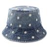 Vintage Washed Distressed Daisy Embroidery Bucket Hat Fisherman Cap - Casual, Relaxed Fit, Summer Fashion Accessory for Women