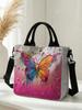 Graffiti Rainbow Paint Drip Butterfly Canvas Tote Bag Detachable Strap Crossbody Handbag For Women Daily Shopping