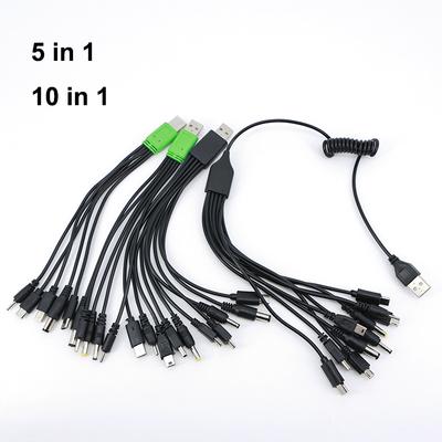 1 USB tată la 5 căi 10 căi tip c DC 5.5x2.1mm 2.0x0.7mm tată 5P V3 V8 mirco usb tată cablu de alimentare cu arc 10 în 1 încărcător