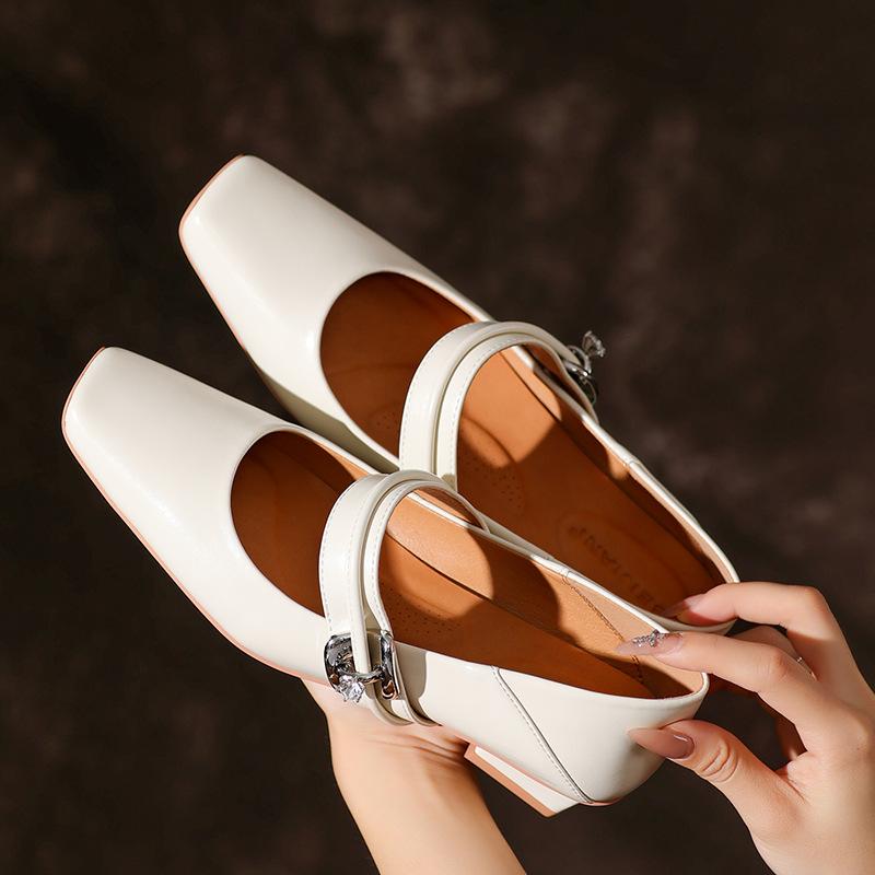 X versatile temperament square head Mary Jane shoes women's shallow mouth low heel single shoes can be stepped on in autumn