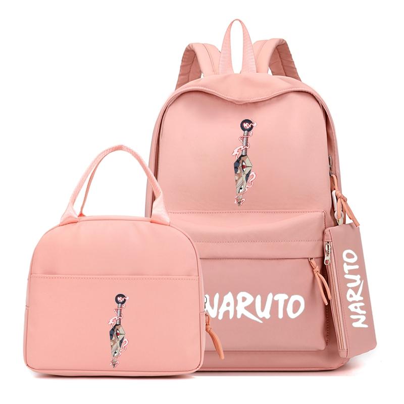 3Pcs/set Anime Naruto Backpack with Lunch Bag for Girl Boy Student Back To School Bookbag Schoolbag Men Women Leisure Travel Bag