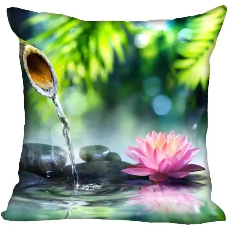 Luxury Home Decor Pillowcase Lotus Painting Art Pillowcase Living Room Sofa Cushion Cover
