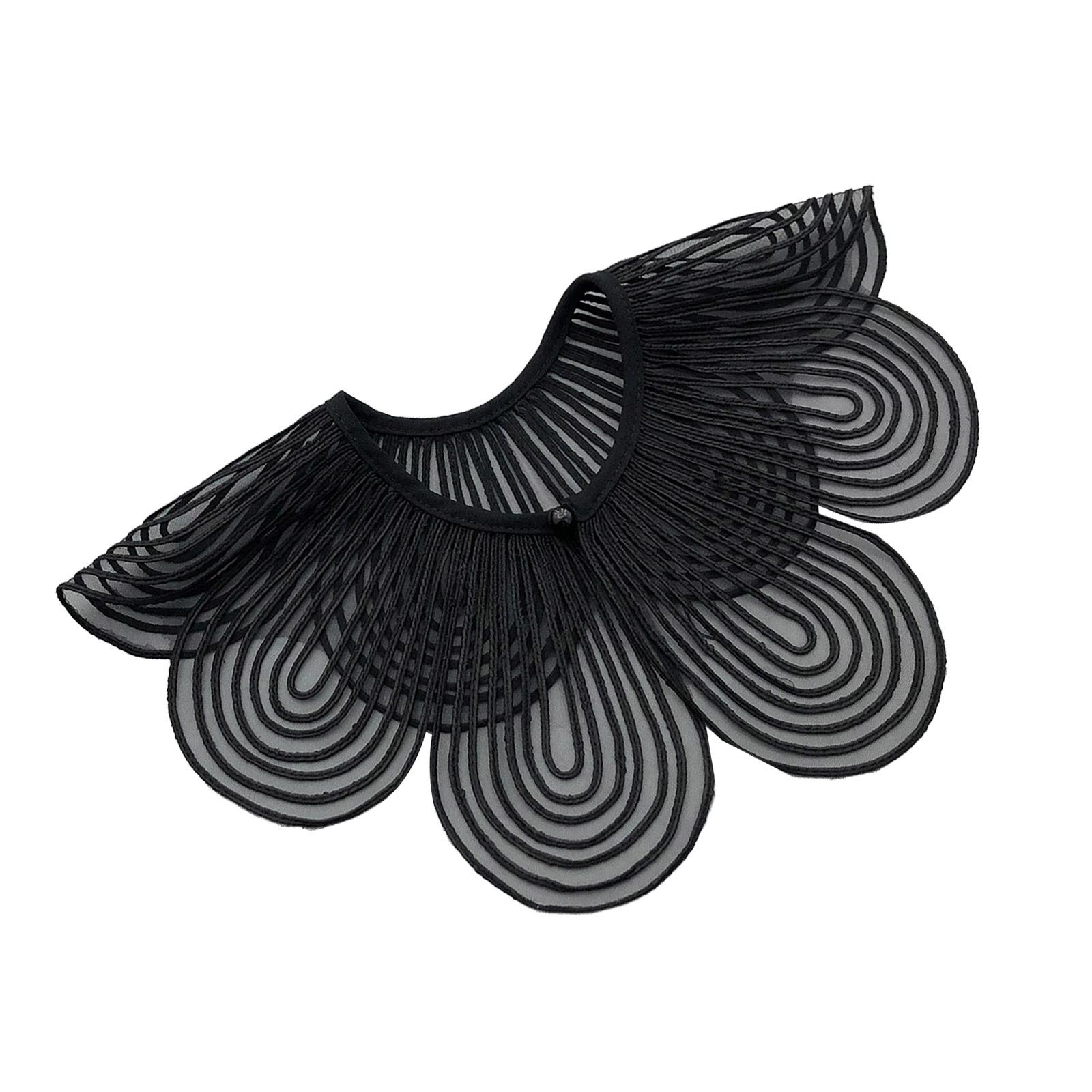 

Embroidery Petal Capelet Neck Accessory for Women Girl Vintage Elegant Pearls Beaded Shawl Wrap False Collar for Dresses B