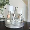 Transparent Plastic Cosmetic Storage Tray | 360° Rotating Countertop Organizer with Handle, Suitable for Perfume, Lipstick, Necklace, Jewelry