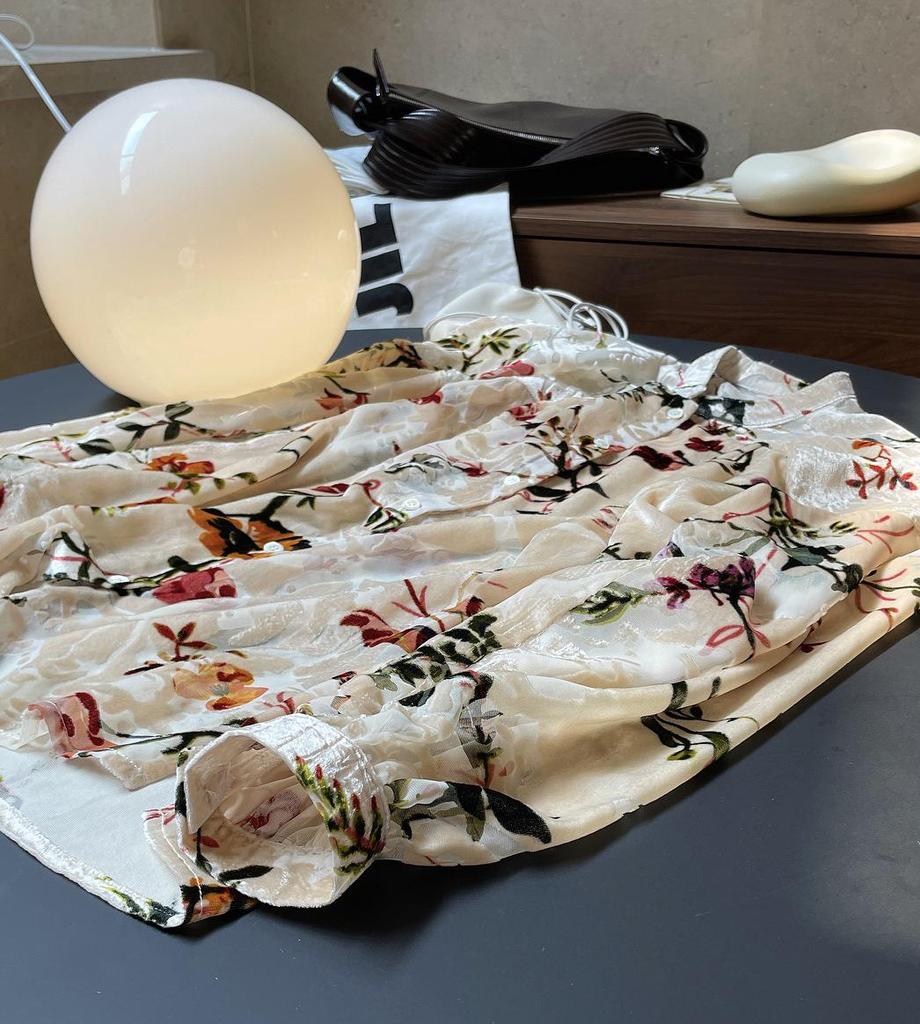 Τοπ Ντραπέ με Βελούδινη Ρετρό Καλοκαιρινή Εκτύπωση Λούβρου - Στυλ Κορεατικού Παλατιού, Χαλαρή Εφαρμογή για Γυναίκες