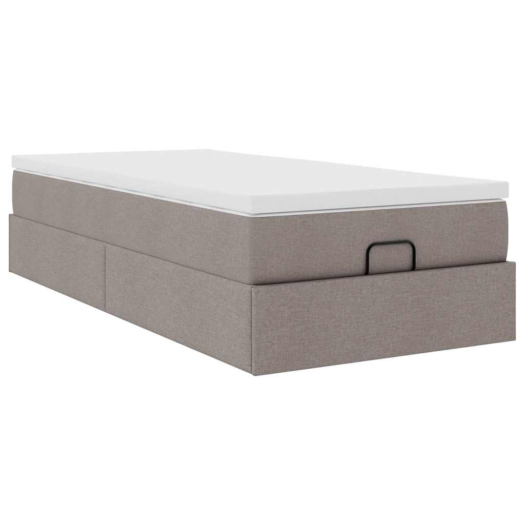 Ottoman Bed with Mattress Taupe 100x200 Cm Fabric