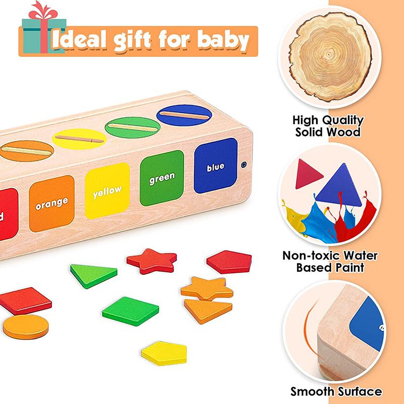 Montessori Wooden Toys for Kids Sensory Sorting Exercise Box Color & Shape Early Educational Block Puzzles Toddler Learning Toys