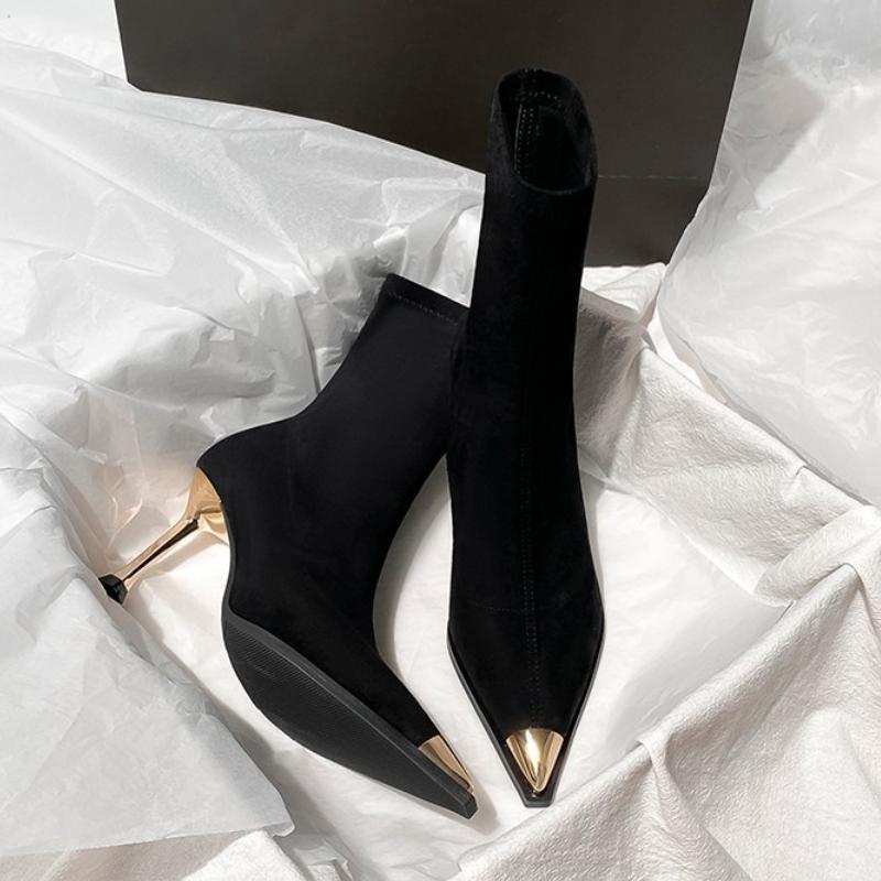 Pointed Toe Women Ankle Boots High Heels Sexy Fashion Shoes Dress Suede Luxury Winter Botas 2025 New Elegant Pumps Mujer Boots