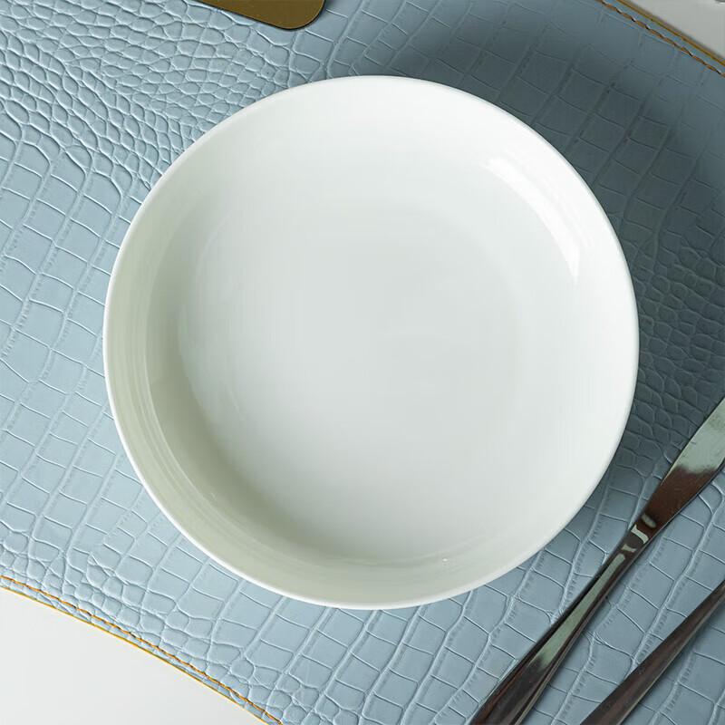 Taoxianghui Ceramic Deep Plates for Home Use, Underglaze Color, Set of 2, Soup Plates And Dishes, 7-Inch Pure White Microwave-Safe Bone China Plates