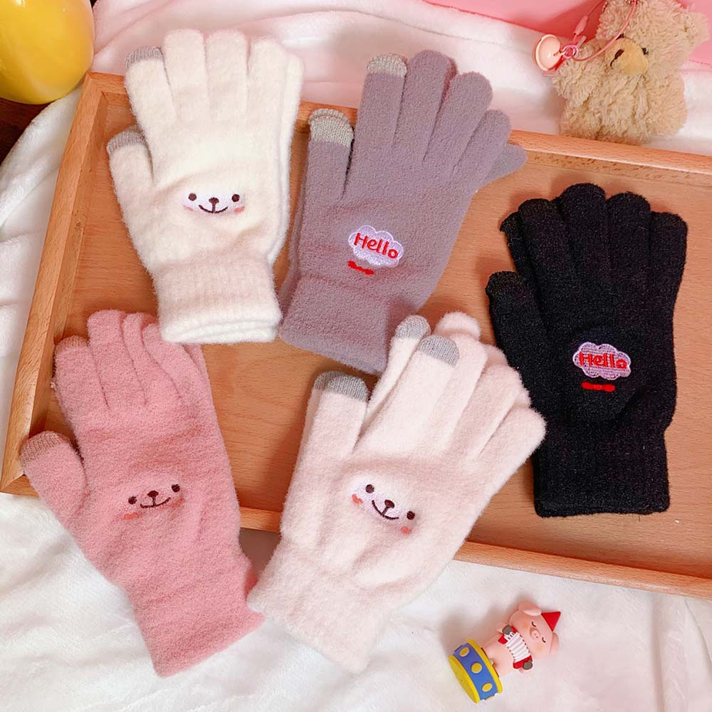 Winter Warm Cartoon Student Men Plush Knitted Gloves Warm Mittens  Gloves Full Finger