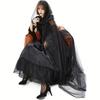 Châle de Mariée Noir Cape Cosplay Sorcière Vampire Cape Double Halloween Accessoires de Costume Fête de Jeu Déguisement de Fête
