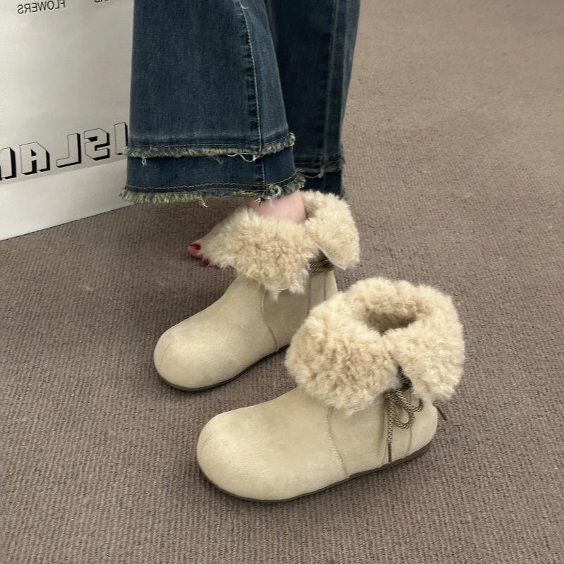 Women's Elastic Thick Soles Winter Fur One Warm Anti-cold Padded Snow Boots Non-slip Wear Casual Sports Martin Cotton Boots