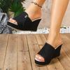 Women Wedges Sandals Comfortable Slip on Sandals Trend Summer High Heels Shoes Women Shallow Outdoor Beach Platform Shoes Women