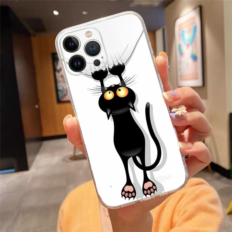 Phone Case For iphone 17ProMax Air 16 15 14 13 Pro Max 15 16 Pro 15Plus Cartoon black cat