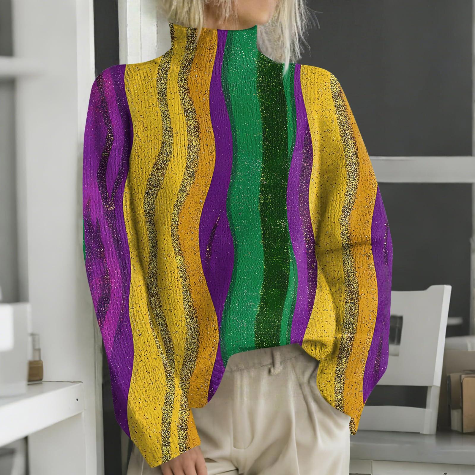 

Женская мода повседневная водолазка с длинным рукавом и принтом карнавала M жёлтый