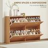 Slim Shoe Cabinet for 24 Pairs, 4 Drop-Down Doors, Adjustable Shelves, 120x24x81cm, Wood