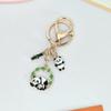 Cartoon Panda Bamboo Keychain Pendant - Cute School Bag Accessory and Creative Gift for Students
