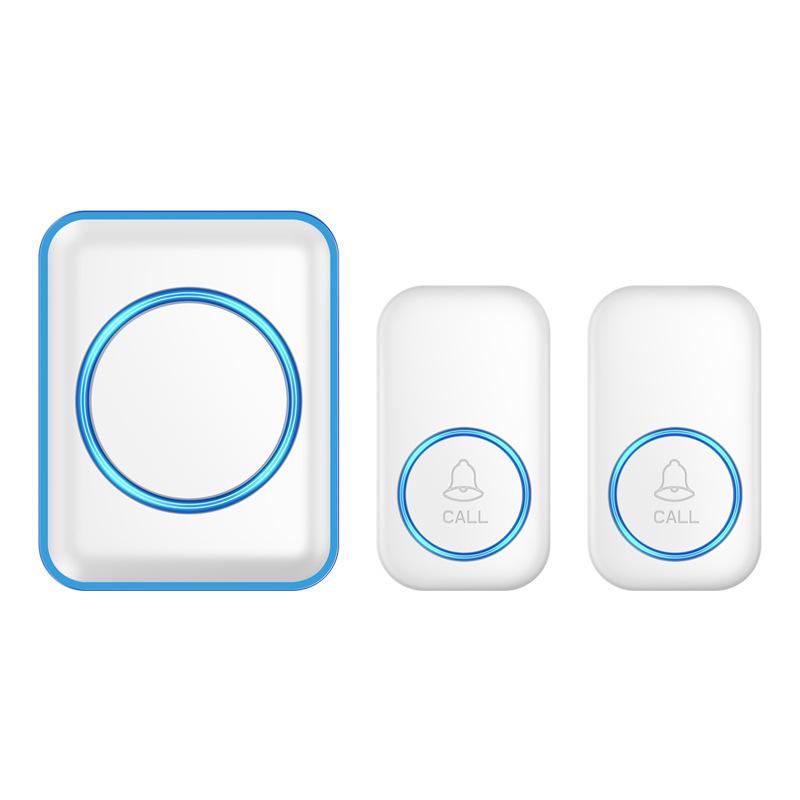 Smart Wireless Long-Distance Doorbell Receiver with Battery-Free Dual Button Control White CN