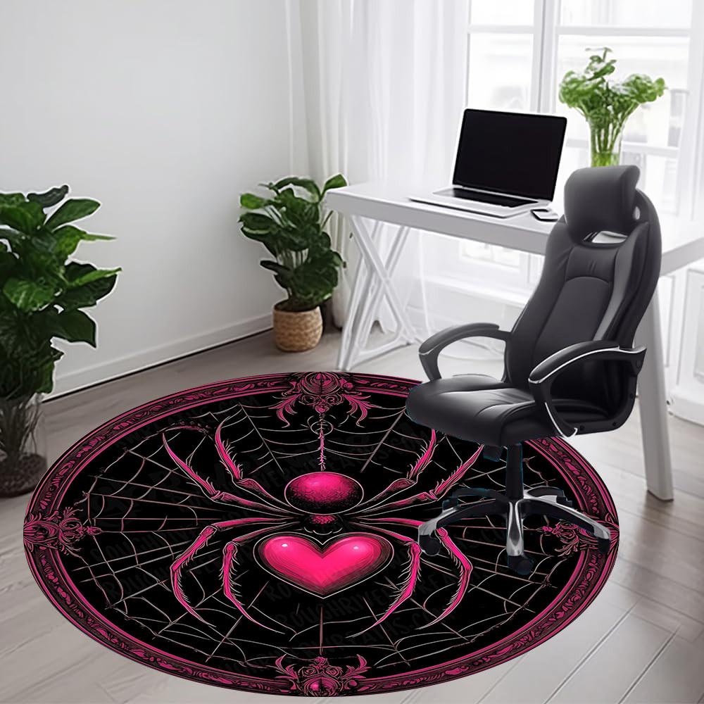 1pc Spider Web Office Round Area Rug, Indoor Mat Suitable ForOffice, Under Office Chairs Bedroom Living Room Home Decor, Room Deco T044