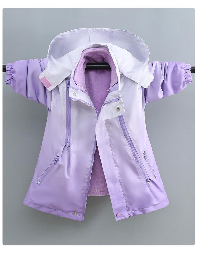 Mädchen 3-in-1 Abnehmbarer Windbreaker: 2025 Fleecegefütterte Jacke für Frühling, Herbst und Winter