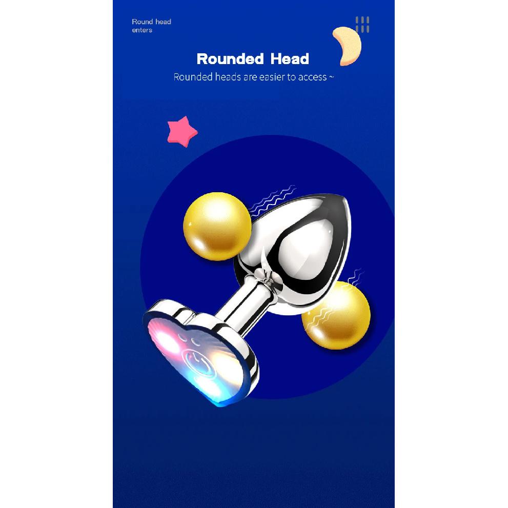 Vibrating Remote Heart-Shaped App Control Man and Woman Metal Anal Plug Adult Luminous Electric Anal Dildo Couple Intimate Toys