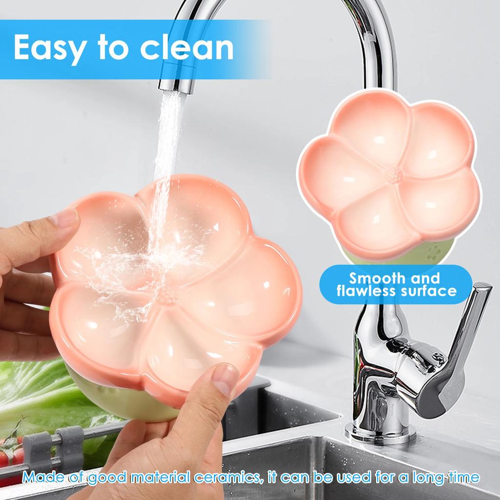 Flower Shape Pet Bowl Ceramic Raised Slow Feeder Dog Bowl 15 Degree Tilted Cat Bowl Cute 150ml Pet Water Dispenser Pet Supplies