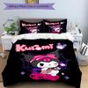 Kawaii Halloween Kuromi Print 3Pcs Bedding Setduvet Cover With 2 Bedropillowcase Home Birthday Gift