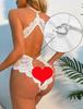 European & American Plus Size Open Crotch Lace Bodysuit - Sexy Backless Lingerie Pajamas