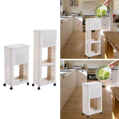 Kitchen Trash Can with Wheels, with Storage Shelf, Decoration, Fashionable,