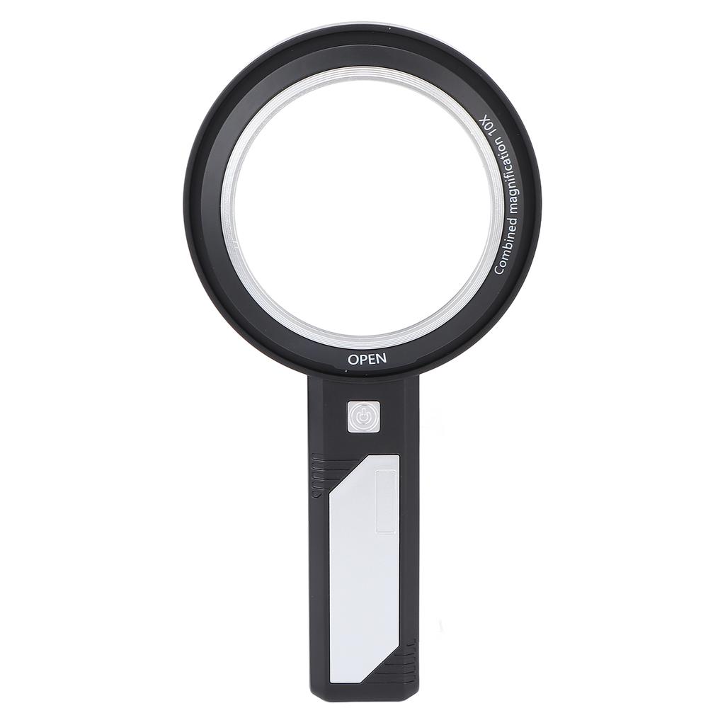 5X 10X Handheld Magnifying Glass Ergonomic Handle 6pcs LED Light Reading Magnifier for Elder