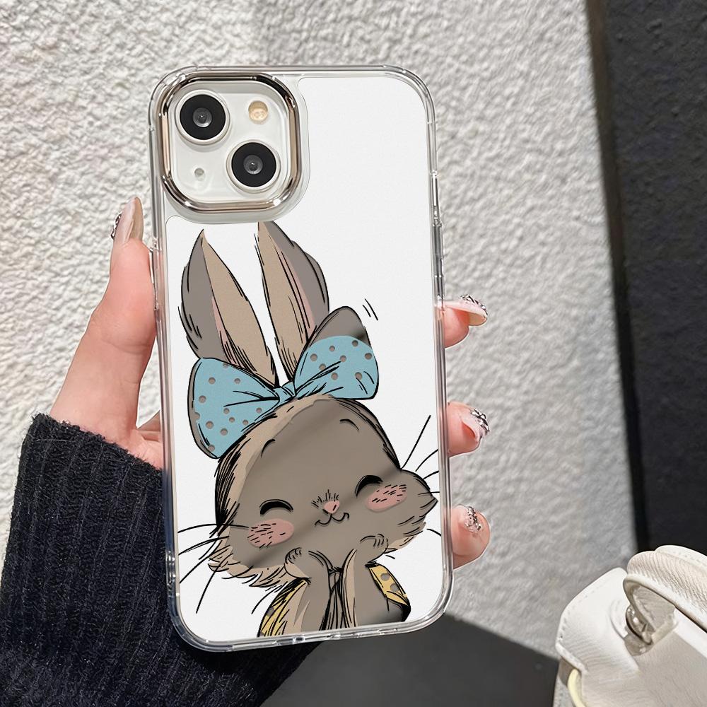 Cute Kitten Pattern With Mirror Phone Case For IPhone 17 Pro Max 16 13 11 15 14 12 Air 16 17 15 Fashion Protective Funda Cover
