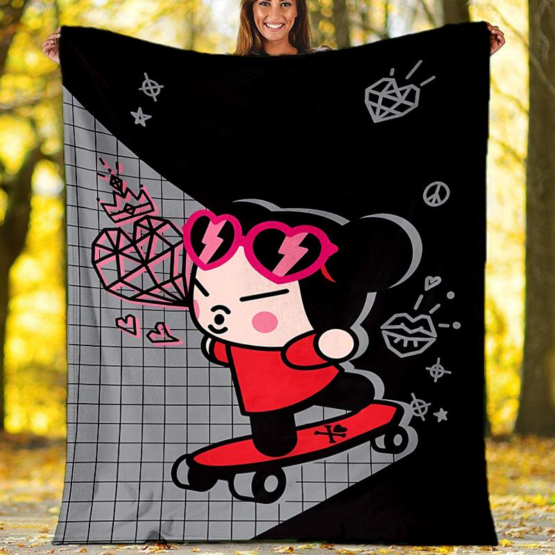 Pucca Theme Printed Blanket - Perfect for Couch, Bed, Travel & Outdoor Use | Machine Washable, Cozy & Durable.