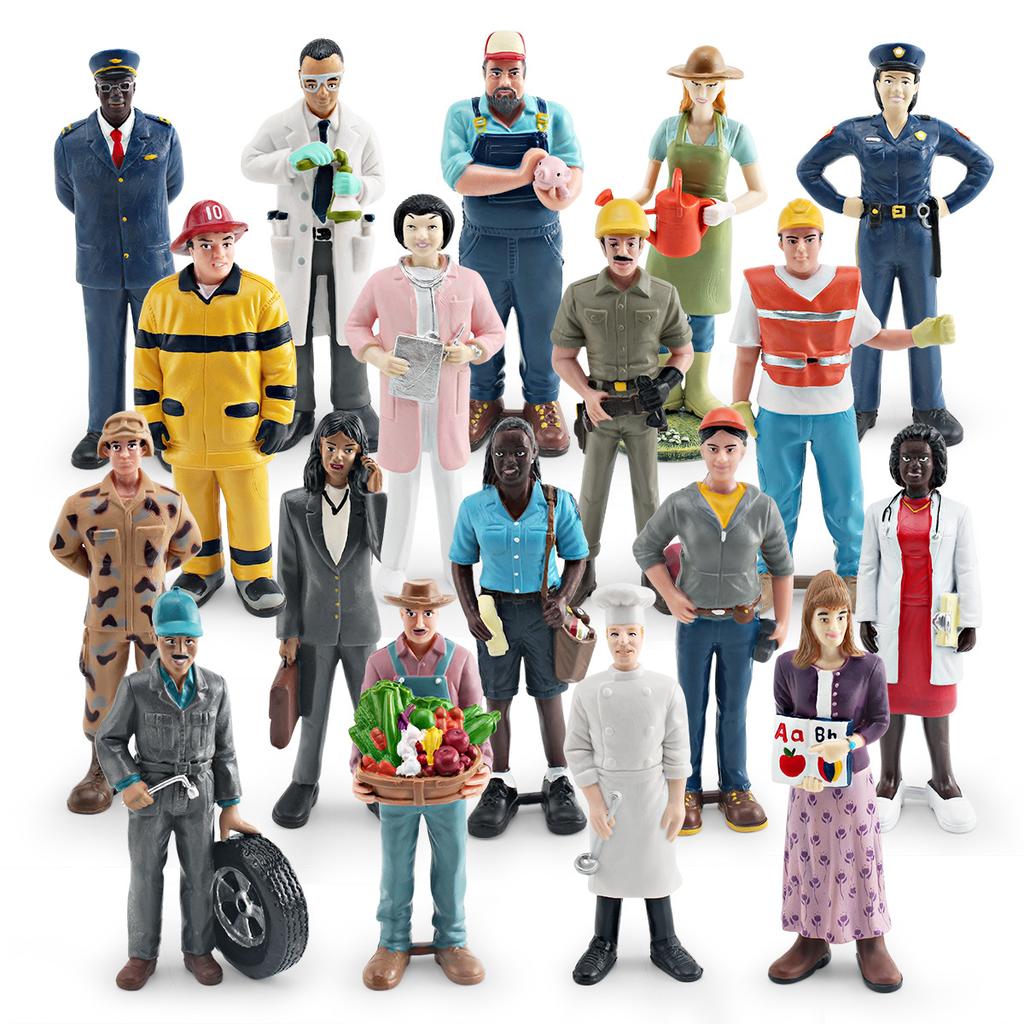 Giocattolo Educativo Montessori Mondo della Cognizione Architettura Figure Professionali insegnanti medici costruzione polizia Action Figures