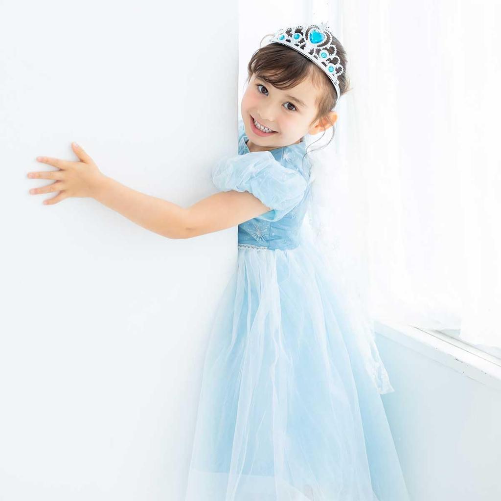Monoii Princess Dress, Snow Queen Costume for Kids, Halloween, Christmas, Birthday, Girls, E0300 (Short Sleeves, 120cm)