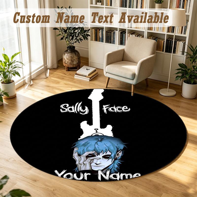 Sally Face Personalized Round Rug Support Custom Name, Soft Home Decor Mat