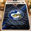 Flannel BlanketParramatta Eels Custom Name Text Personalized Soft Warm Throw Blanket Home Decor Gift