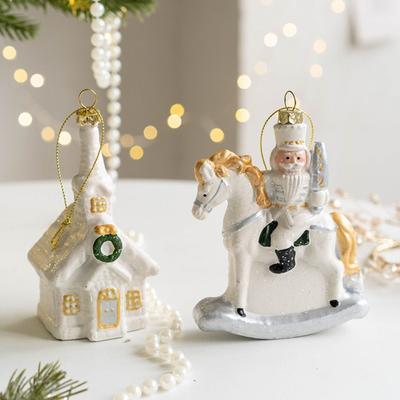 Casă Om de Zăpadă Crăciun Pandantiv Casă Ceramică Artizanat Ceramic Aranjament Scenă Pandantiv Pictură Ornament Decor Acasă Cadouri