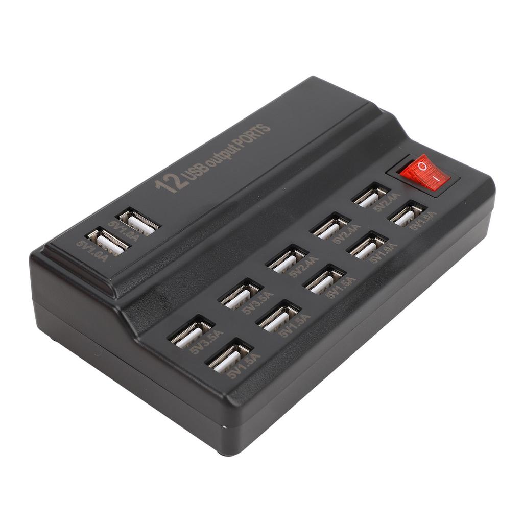 USB Charging Station 60W Fast with Individual Power Switch 12 Port USB Charger for Smartphones