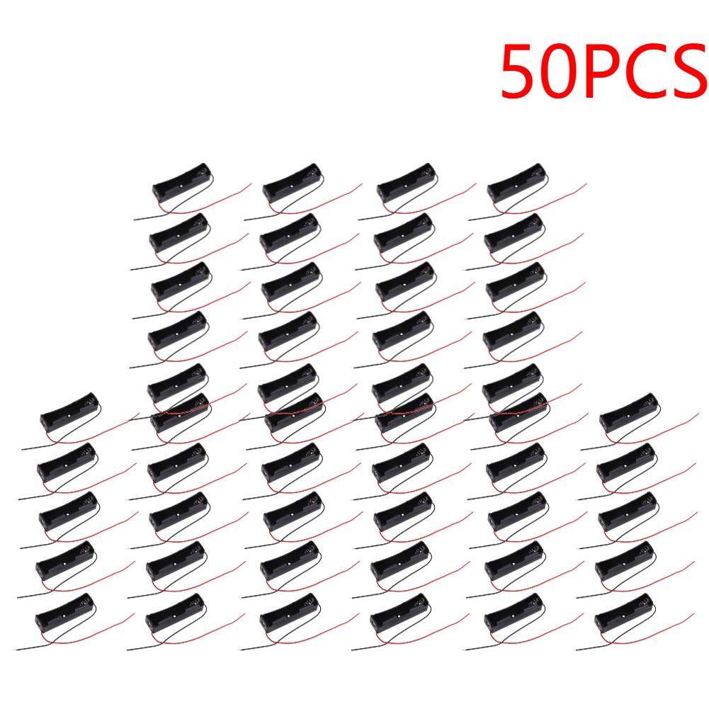 10-50PCS Plastic 18650 Battery Storage Box Case 1 Slot Way DIY Batteries Clip Holder Container With Wire Lead For 18650 Battery