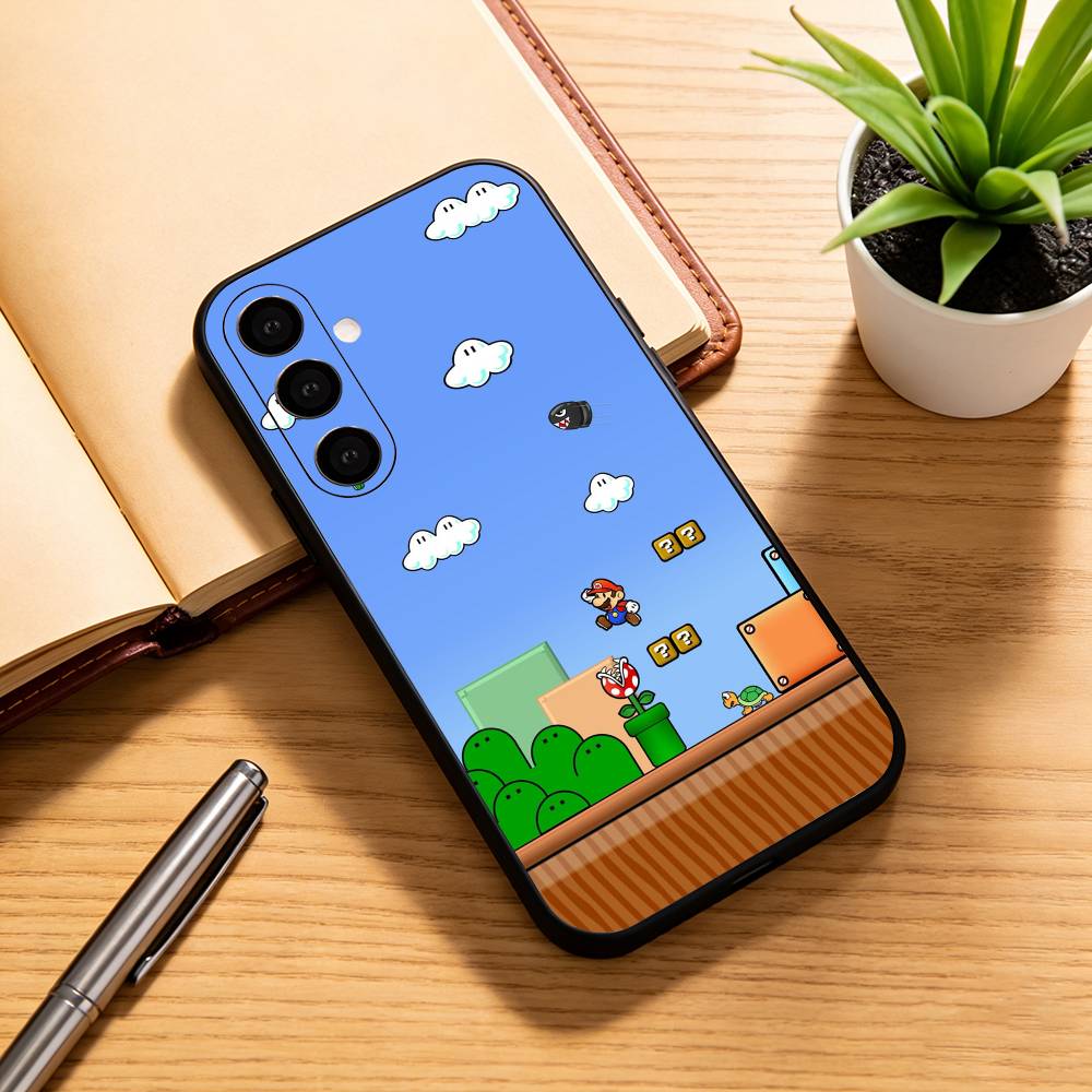 Cartoon Super M-MarioS Bros  Phone Case Black Silicone Soft For Samsung Galaxy A73,A72,A71,A70,A53,A52,A51