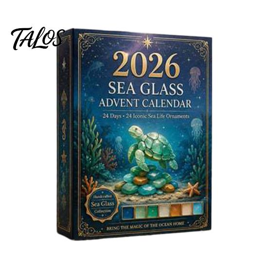 Holiday Gift for Friends Sea Glass Marine Life Advent Calendar, 24 Day Countdown Box Family Christmas Tradition with Ocean Animal Acrylic Ornaments,